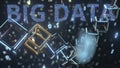 BIG DATA text and cubic chain and binary numbers. Cryptocurrency concept, 3D rendering Royalty Free Stock Photo