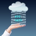 Big Data Transferring Between Cloud And Open Palm Royalty Free Stock Photo