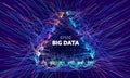 Big data triangle vector background. Visual sort analysis. Wave flow data. Bigdata design.
