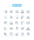 Big data vector line icons set. Hadoop, Analytics, Mining, Machine, Learning, Storage, Infrastructure illustration