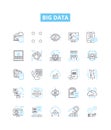 Big data vector line icons set. Hadoop, Analytics, Mining, Machine, Learning, Storage, Infrastructure illustration