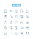Big data vector line icons set. Hadoop, Analytics, Mining, Machine, Learning, Storage, Infrastructure illustration
