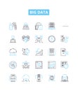 Big data vector line icons set. Hadoop, Analytics, Mining, Machine, Learning, Storage, Infrastructure illustration