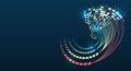 Big data visualization. Abstract stream information with circles array and binary code. Information analytics concept. Filtering Royalty Free Stock Photo