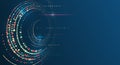 Big data visualization. Abstract stream information with circles array and binary code. Information analytics concept. Filtering Royalty Free Stock Photo