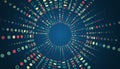 Big data visualization. Abstract stream information with circles array and binary code. Information analytics concept. Filtering Royalty Free Stock Photo