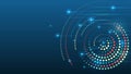 Big data visualization. Abstract stream information with circles array and binary code. Information analytics concept. Filtering Royalty Free Stock Photo