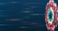 Big data visualization. Abstract stream information with circles array and binary code. Information analytics concept. Filtering Royalty Free Stock Photo