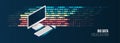 Big data visualization banner. Abstract background with lines array and binary code. Connection structure. Data array visual Royalty Free Stock Photo