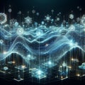 Big data visualization. Blockchain nodes. Interconnected network flows. Royalty Free Stock Photo