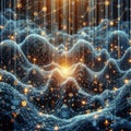 Big data visualization. Blockchain nodes. Interconnected network flows. Royalty Free Stock Photo
