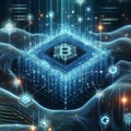Big data visualization. Blockchain nodes. Interconnected network flows. Royalty Free Stock Photo
