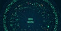 Big data visualization concept. Infographics digital design. Data analysis representation. Abstract data diagram. Radial scatter p