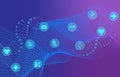 Big Data Visualization with DNA Helix and Medical Icons Royalty Free Stock Photo