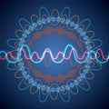 Big data visualization. Fractal element with lines and dots array. Big data connection complex. Data array visual concept. Graphic Royalty Free Stock Photo