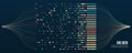 Big data visualization. Information analytics concept. Abstract stream information with ball array and binary code. Filtering Royalty Free Stock Photo