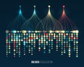 Big data visualization. Information analytics concept. Abstract stream information with ball array and binary code. Filtering Royalty Free Stock Photo