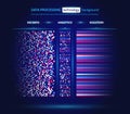 Big data visualization. Information analytics concept. Abstract stream information. Filtering machine algorithms. Royalty Free Stock Photo