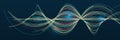 Big data visualization. Information analytics concept. Abstract stream information with waves array, lines binary code. Filtering Royalty Free Stock Photo