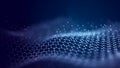 Big data visualization. The musical stream of sounds. Abstract background with interweaving of dots . 3D rendering