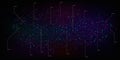 Big data visualization. Nebula of multi-colored particles with callout elements. Abstract science technology background