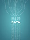 Big data visualization vector concept with lines and dots representing data flow, collection and analysis. Royalty Free Stock Photo