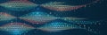 Big data visualization, wave pattern. A dynamic array of information. Data sorting process. Big data stream futuristic Royalty Free Stock Photo