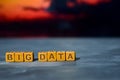 Big data on wooden blocks. Cross processed image with bokeh background Royalty Free Stock Photo