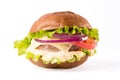 Big delicious tasty hamburger on white background Royalty Free Stock Photo