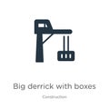 Big derrick with boxes icon vector. Trendy flat big derrick with boxes icon from construction collection isolated on white