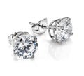 Big Diamond Earrings on White Background Royalty Free Stock Photo