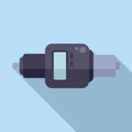 Big digital micrometer icon flat vector. Scale tool