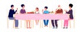 Big dinner. Diverse generations eating together, happy family lunch time. Weekend meeting, Thanksgiving or Christmas Royalty Free Stock Photo