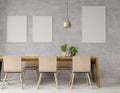 Big dinning room with loft and industrail style , concrete wall for mock up and copy space Royalty Free Stock Photo