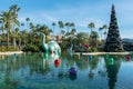 Big dinosaur , Christmas tree and holidays decorations in Echo Lake at Hollywood Studios 24