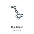 Big dipper outline vector icon. Thin line black big dipper icon, flat vector simple element illustration from editable astronomy Royalty Free Stock Photo