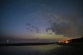 Big dipper stars observingn over river in Latvia