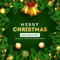 Big discount offer for Merry Christmas Sale poster or template design. Royalty Free Stock Photo