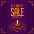 Big diwali festival sale purple decorative background