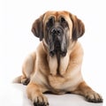 Big dog breed spanish mastiff portrait isolated on white close-up, Royalty Free Stock Photo