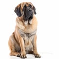 Big dog breed spanish mastiff portrait isolated on white close-up, Royalty Free Stock Photo