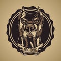 Big dog vector portrait in retro style