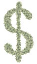 Big dollar sign made of dollars as a symbol of profit Royalty Free Stock Photo