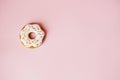 Big donut and Gingerbread donut on pink background birthday decoration