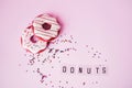 Big donut and Gingerbread donut on pink background birthday decoration