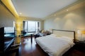 Big double bed in stylish light room