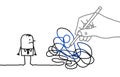Big Drawing Hand With Cartoon Man - Tangled Path