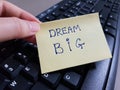 Big dream. Dream bigger. Optimistic and setting a goal.