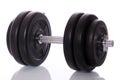 Big dumbells over white background Royalty Free Stock Photo