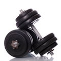 Big dumbells over white background Royalty Free Stock Photo